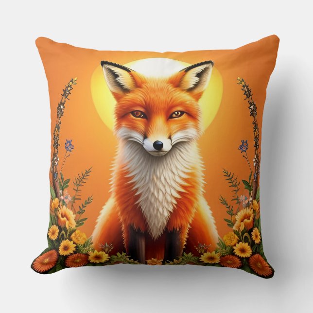 Majestic Fox Portrait Kissen (Vorderseite)