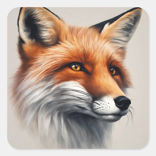 Majestic Fox Quadratischer Aufkleber (Vorderseite)
