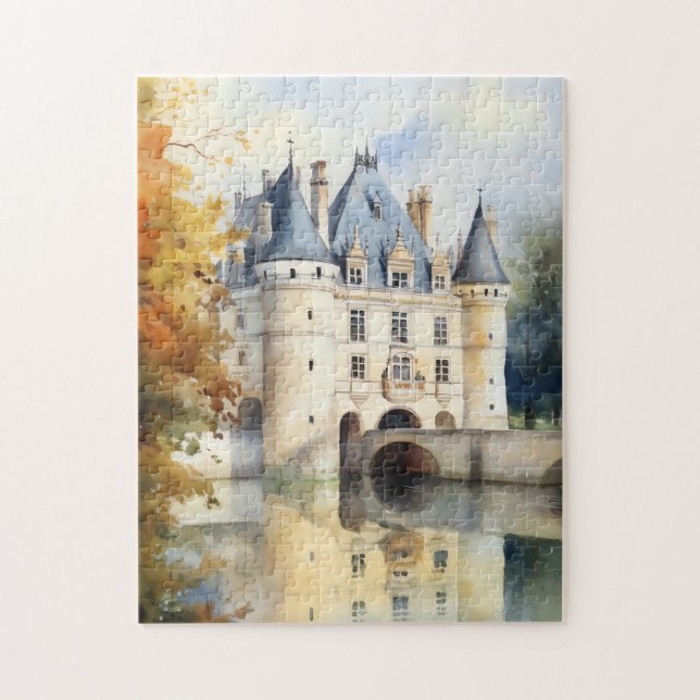 Majestic French Castle Wasserfarbenpuzzle Puzzle (Vertikal)