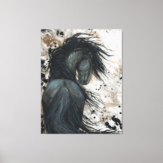 Majestic Friesian Horse by Bihrle Canvas Print Leinwanddruck (Vorderseite)