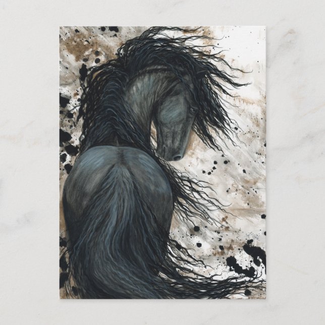 Majestic Friesian Horse by Bihrle Postcard Postkarte (Vorderseite)