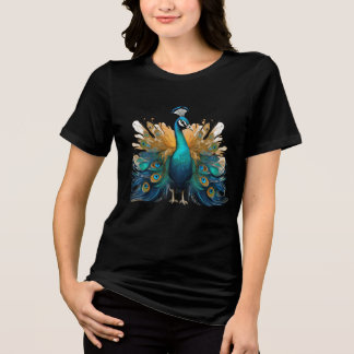 Majestic Full Peacock Display – Women’s Artistic S Tri-Blend Shirt