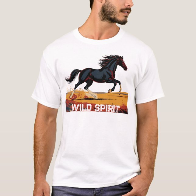 Majestic Galloping Horse Freedom Quote Typography  T-Shirt (Vorderseite)