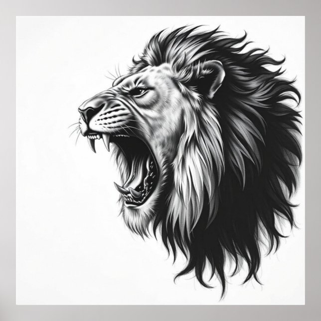 Majestic Gaze: Löwengesichtsportrait Poster (Vorne)