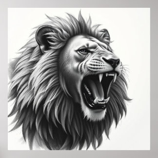 Majestic Gaze: Löwengesichtsportrait Poster