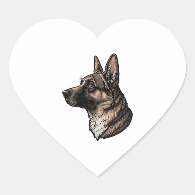 Majestic German shepherd Herz-Aufkleber (Vorderseite)