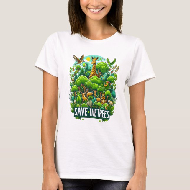 Majestic Giraffe in Forest Harmony T-Shirt (Vorderseite)