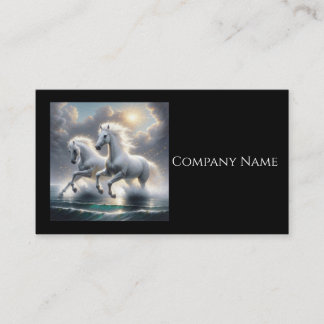 Majestic Glittery White Horses Seascape Visitenkarte