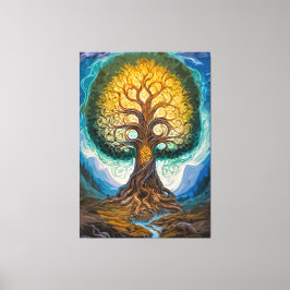 Majestic Glowing Yggdrasil Tree Fantasy Art Leinwanddruck