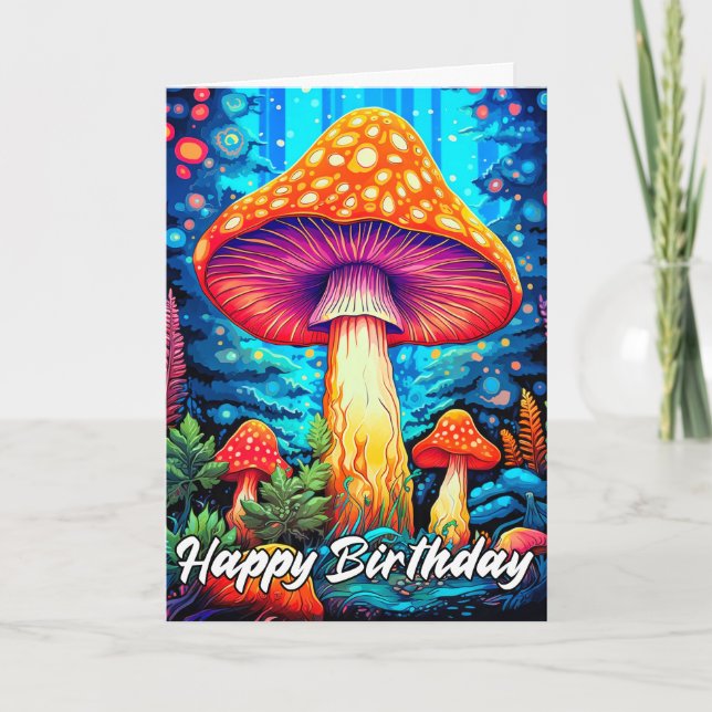 Majestic Glows Forest Mushroom Illustration Karte (Vorderseite)