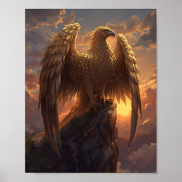 Majestic Golden Eagle Fantasy – Mythical Phoenix Poster