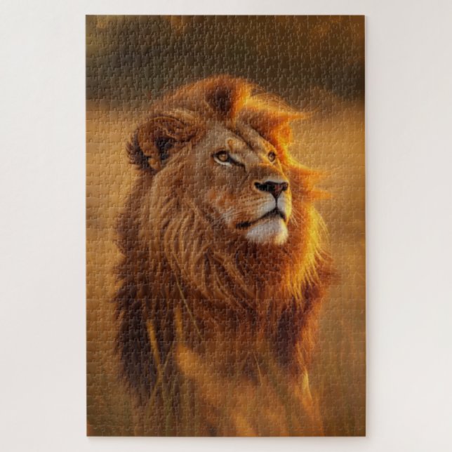 Majestic Golden Lion Sunset Puzzle (Vertikal)