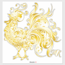 Majestic Golden Rooster Trendy Tribal Gold