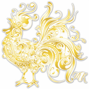 Majestic Golden Rooster Trendy Tribal Gold Aufkleber