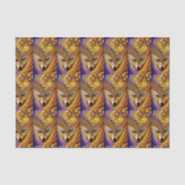 Majestic Golden She Wolf Fantasy AI Art Print Seidenpapier