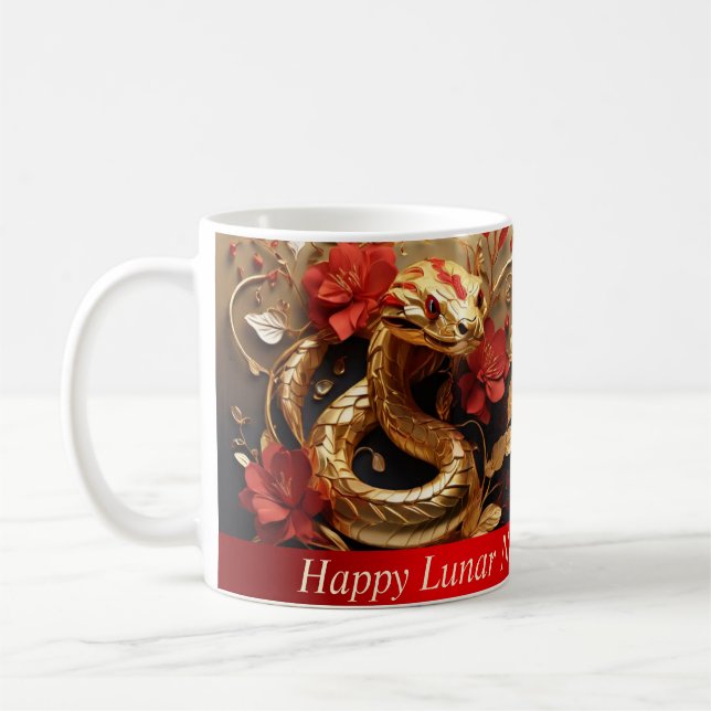 Majestic Golden Snake Chinesischer Neujahrsweg Kaffeetasse (Links)