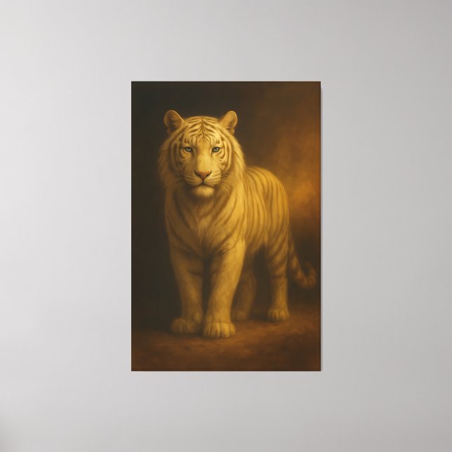 Majestic Golden White Tiger – Fine Art Premium Can Leinwanddruck (Vorderseite)