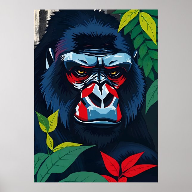 Majestic Gorilla Portrait - Jungle Alpha Art Poster (Vorne)