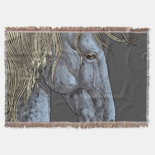 Majestic Graues Pferd mit blühender Mane Decke