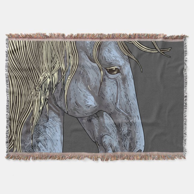 Majestic Graues Pferd mit blühender Mane Decke (Vorderseite)