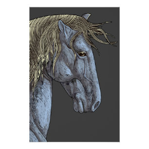 Majestic Graues Pferd mit blühender Mane Poster