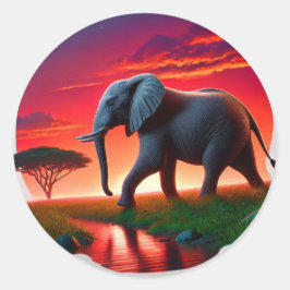 Majestic Gray Elephant Portrait Runder Aufkleber