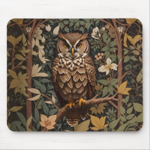 Majestic Great Horned Owl Forest Mousepad