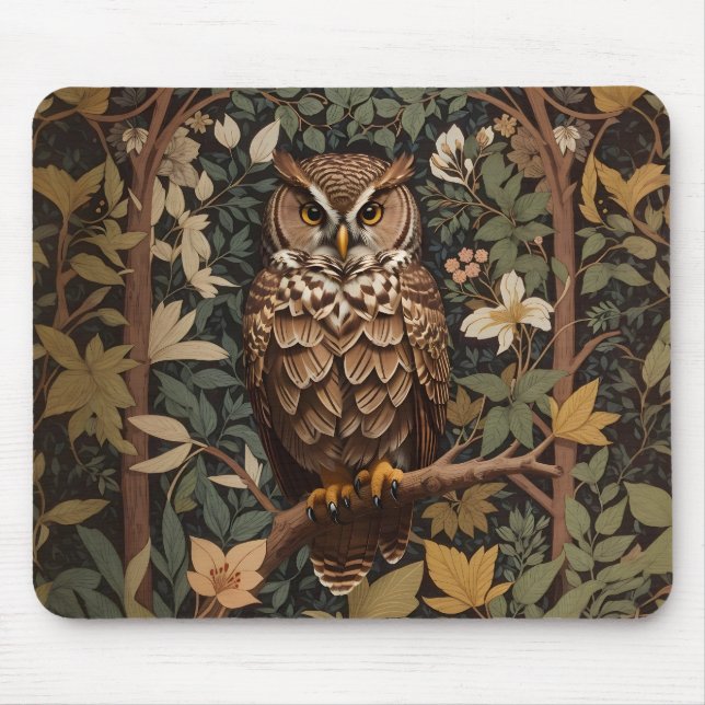Majestic Great Horned Owl Forest Mousepad (Vorne)