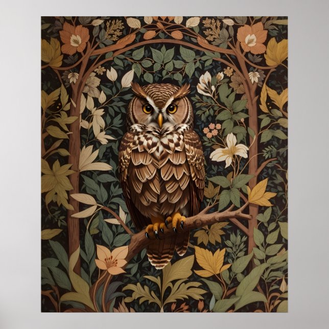 Majestic Great Horned Owl Forest Poster (Vorne)