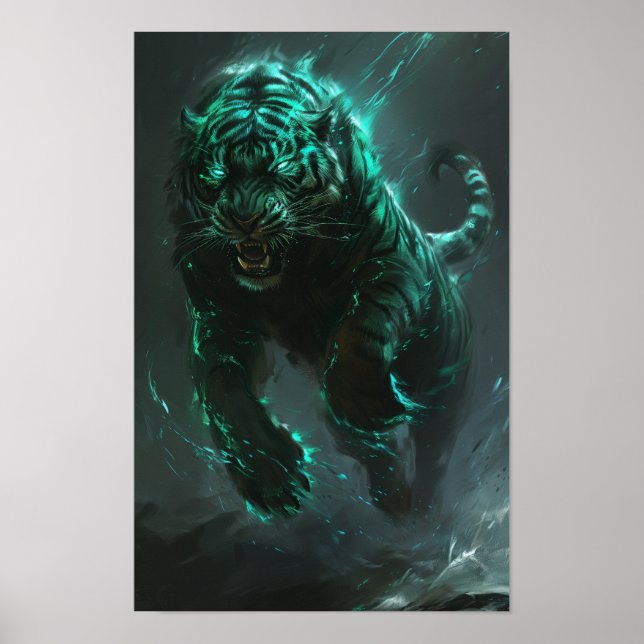 Majestic Green Tiger Portrait Poster (Vorne)