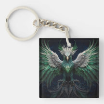 Majestic Green & White Phoenix Bird