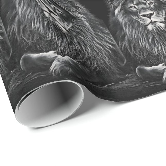 Majestic Grey Lions Pattern Geschenkpapier (Rolleneckpunkt)