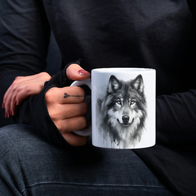Majestic Grey Wolf Atemberaubend Watercolor Wildli Kaffeetasse (Von Creator hochgeladen)