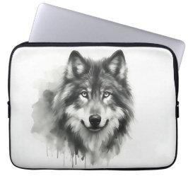 Majestic Grey Wolf Atemberaubend Watercolor Wildli Laptopschutzhülle