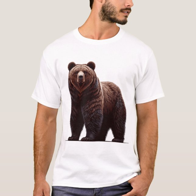 Majestic Grizzly Bären Illustration - Stärke und T-Shirt (Vorderseite)
