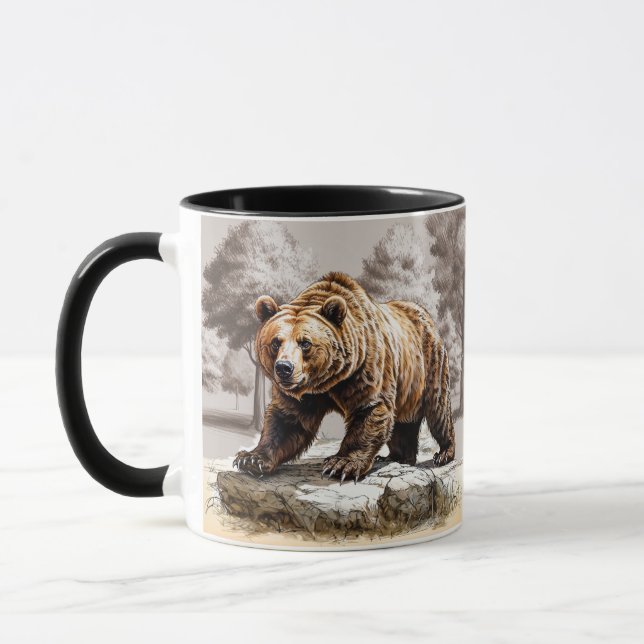 Majestic Grizzly: Wächter des Waldes" Tasse (Links)