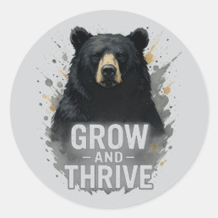 Majestic Growth Black Bear Art Runder Aufkleber