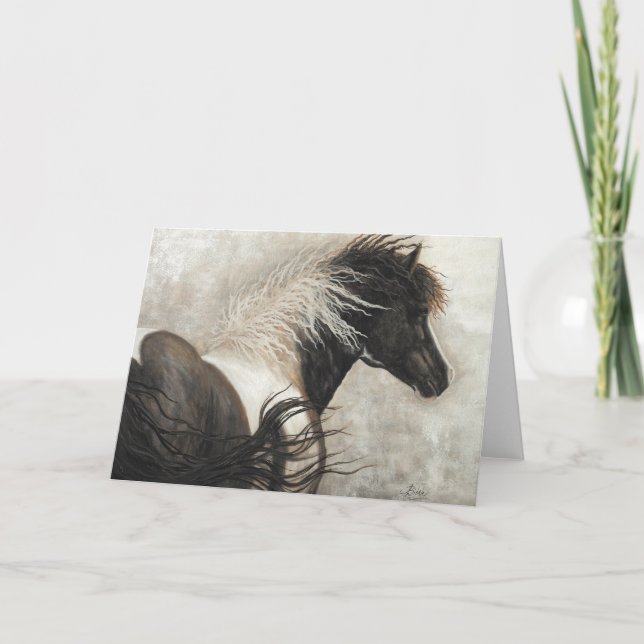 Majestic Hengst Pinto Pferd mit BiHrle Card Karte (Vorderseite)