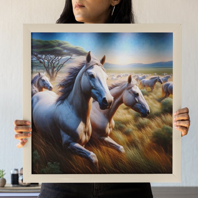 Majestic Herde: Galloping Horses in Field Poster (Von Creator hochgeladen)