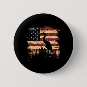Majestic Heron 4. Juli American Flag Nature Sc Button