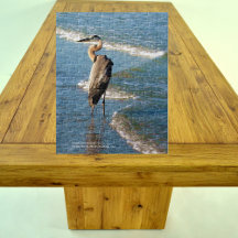 Majestic Heron Bird Beach Blue Waves Foto Puzzle