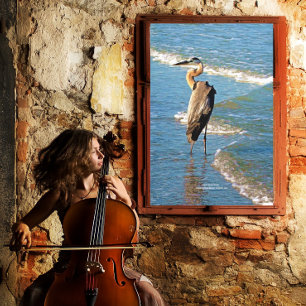 Majestic Heron Bird Beach Stretched Canvas Print Leinwanddruck