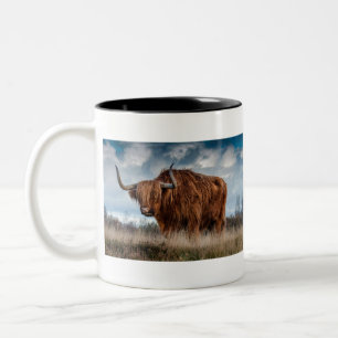Majestic Highland Cow Zweifarbige Tasse