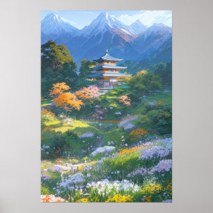 Majestic Holz Japanische Pagode Poster