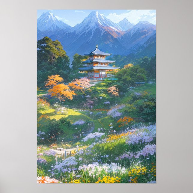 Majestic Holz Japanische Pagode Poster (Vorne)