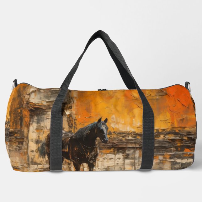 Majestic Horn im Abstrakten Sonnenuntergang Duffle Bag (Vorderseite)