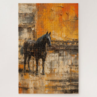 Majestic Horn im Abstrakten Sonnenuntergang Puzzle