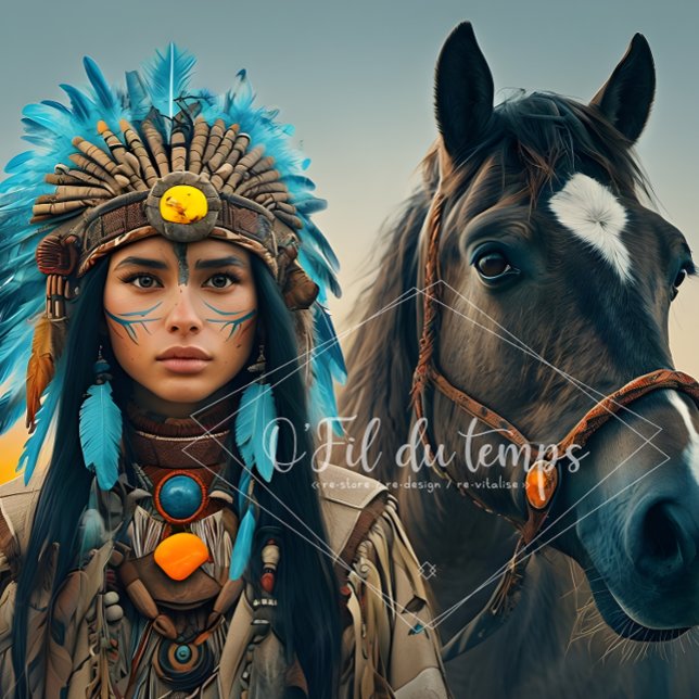 Majestic Horse And Young Native Woman Seidenpapier (Von Creator hochgeladen)