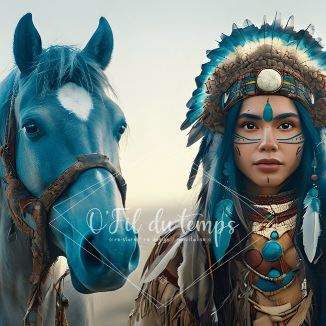 Majestic Horse And Young Native Woman Seidenpapier (Von Creator hochgeladen)