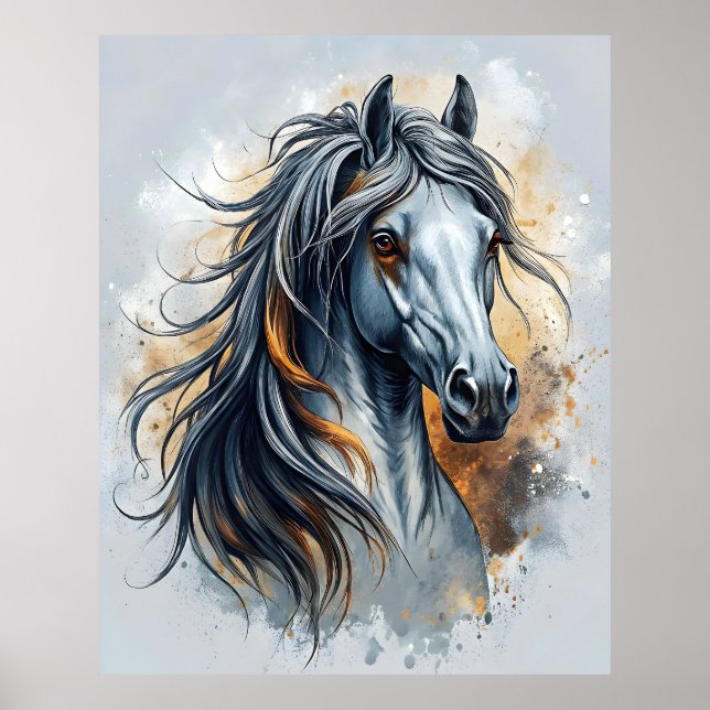 Majestic Horse Art detailliert Realistischer Mane Poster (Vorne)